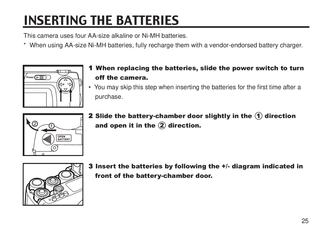 Concord Camera 5330z manual Inserting the Batteries 