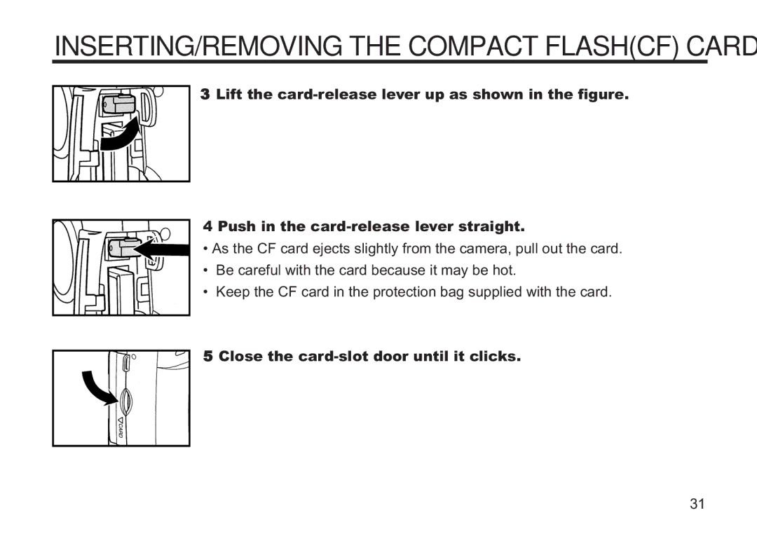 Concord Camera 5330z manual INSERTING/REMOVING the Compact Flashcf Card 