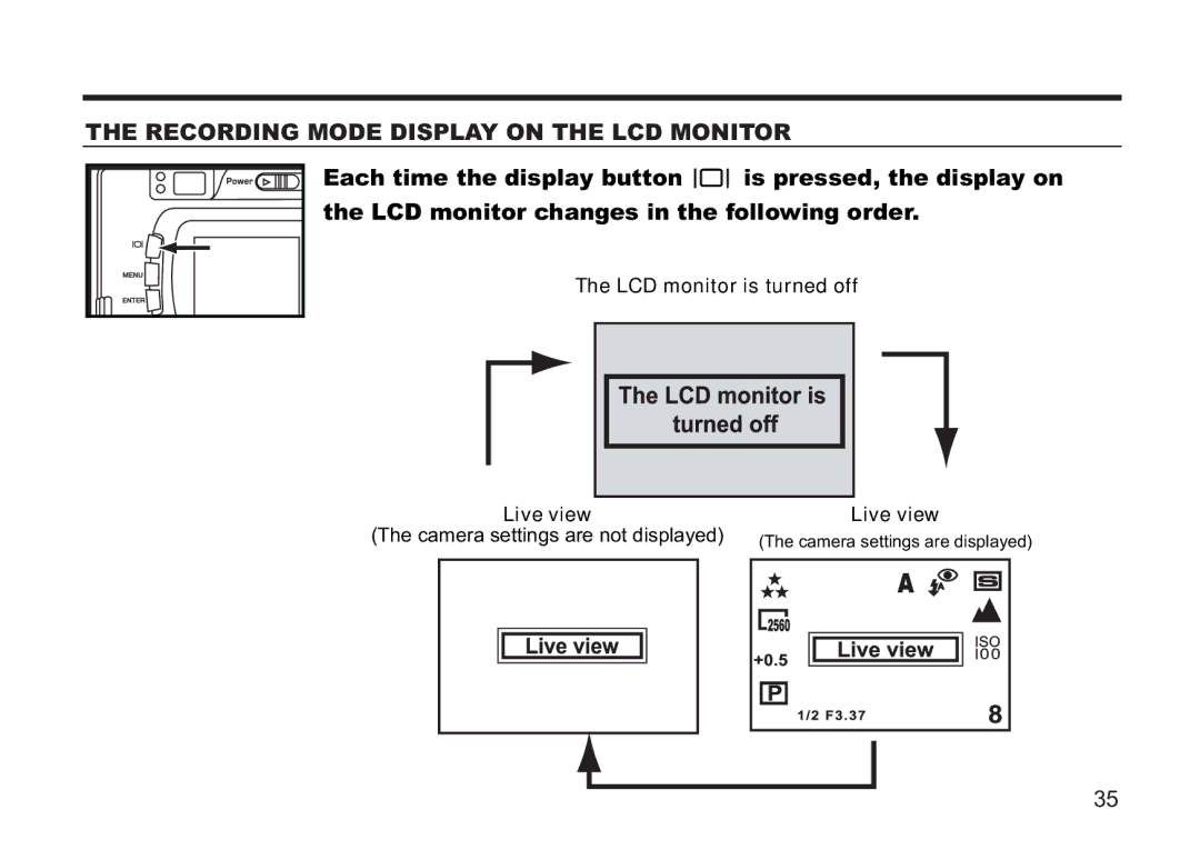 Concord Camera 5330z manual Recording Mode Display on the LCD Monitor 