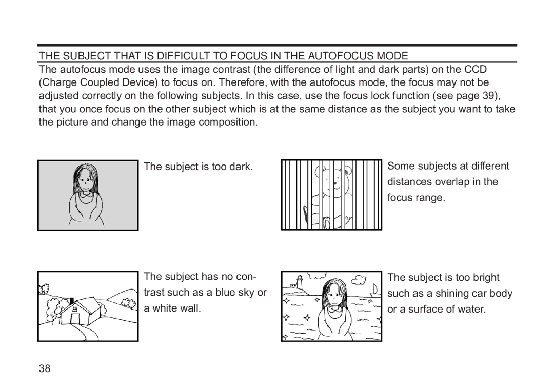 Concord Camera 5330z manual Subject That is Difficult to Focus in the Autofocus Mode 