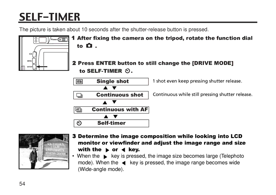 Concord Camera 5330z manual Self-Timer, Press Enter button to still change the Drive Mode, To SELF-TIMER, Single shot 