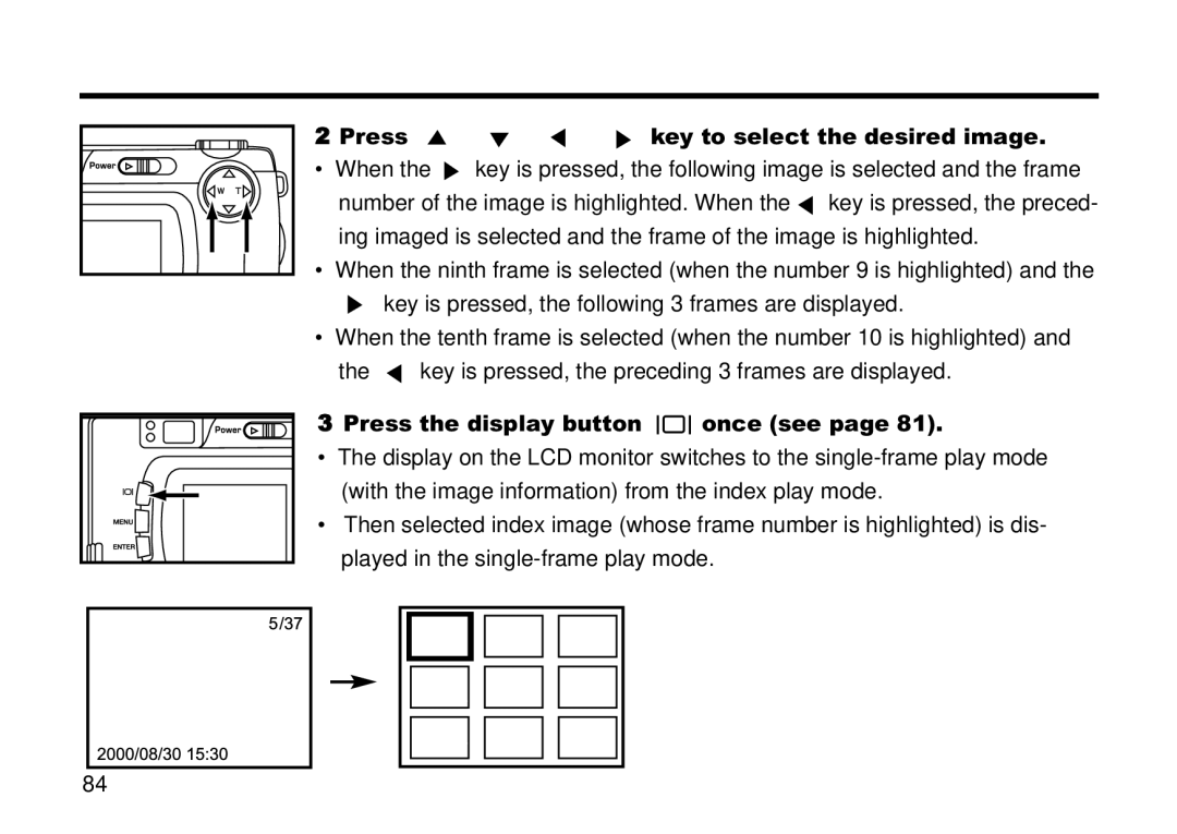 Concord Camera 5330z manual Press key to select the desired image, Press the display button once see 