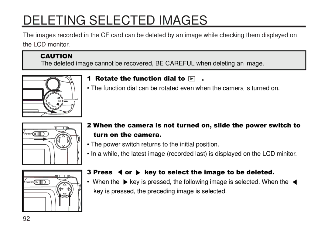 Concord Camera 5330z manual Deleting Selected Images, Press or key to select the image to be deleted 