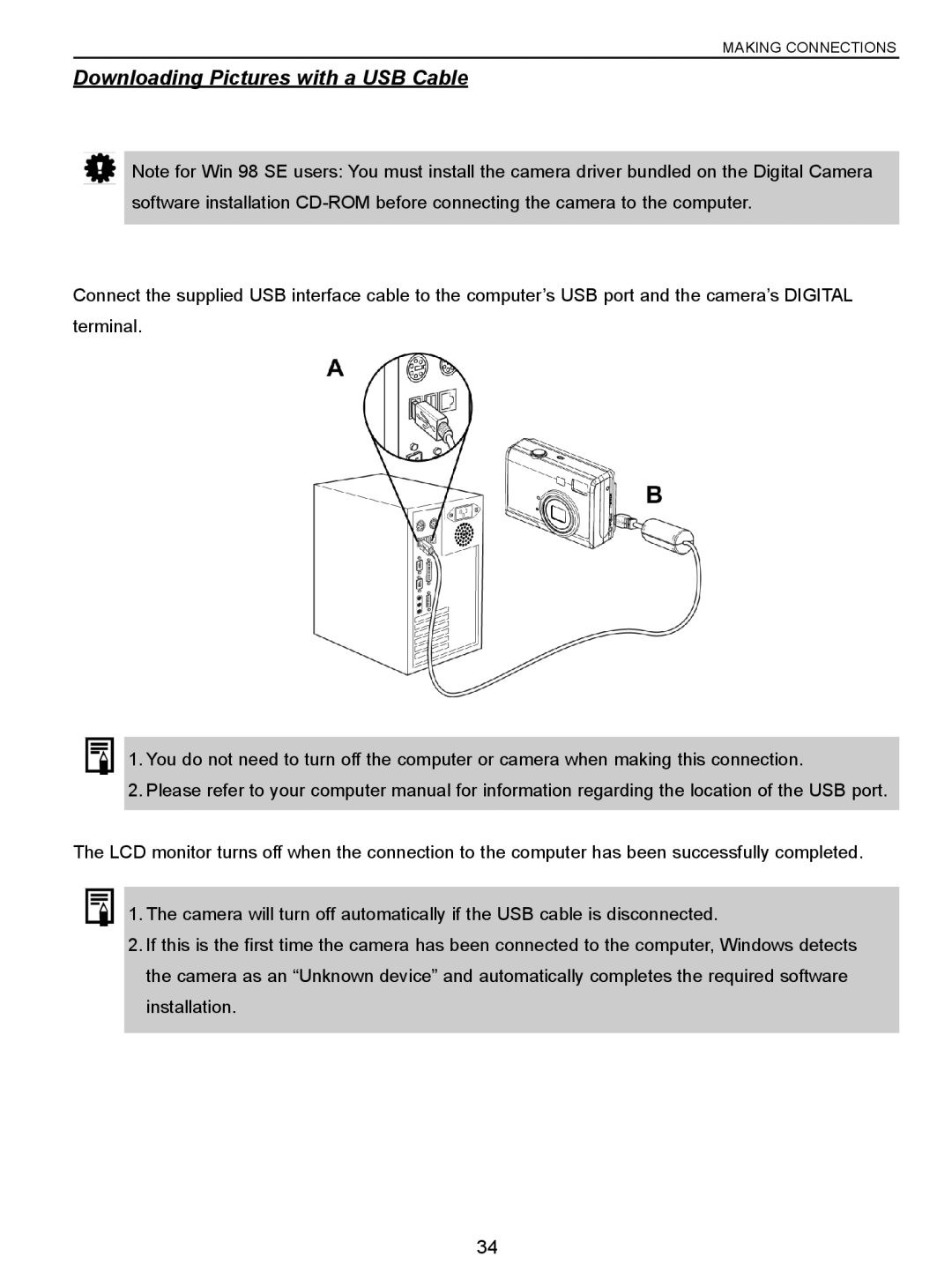 Concord Camera 5340z manual Downloading Pictures with a USB Cable 