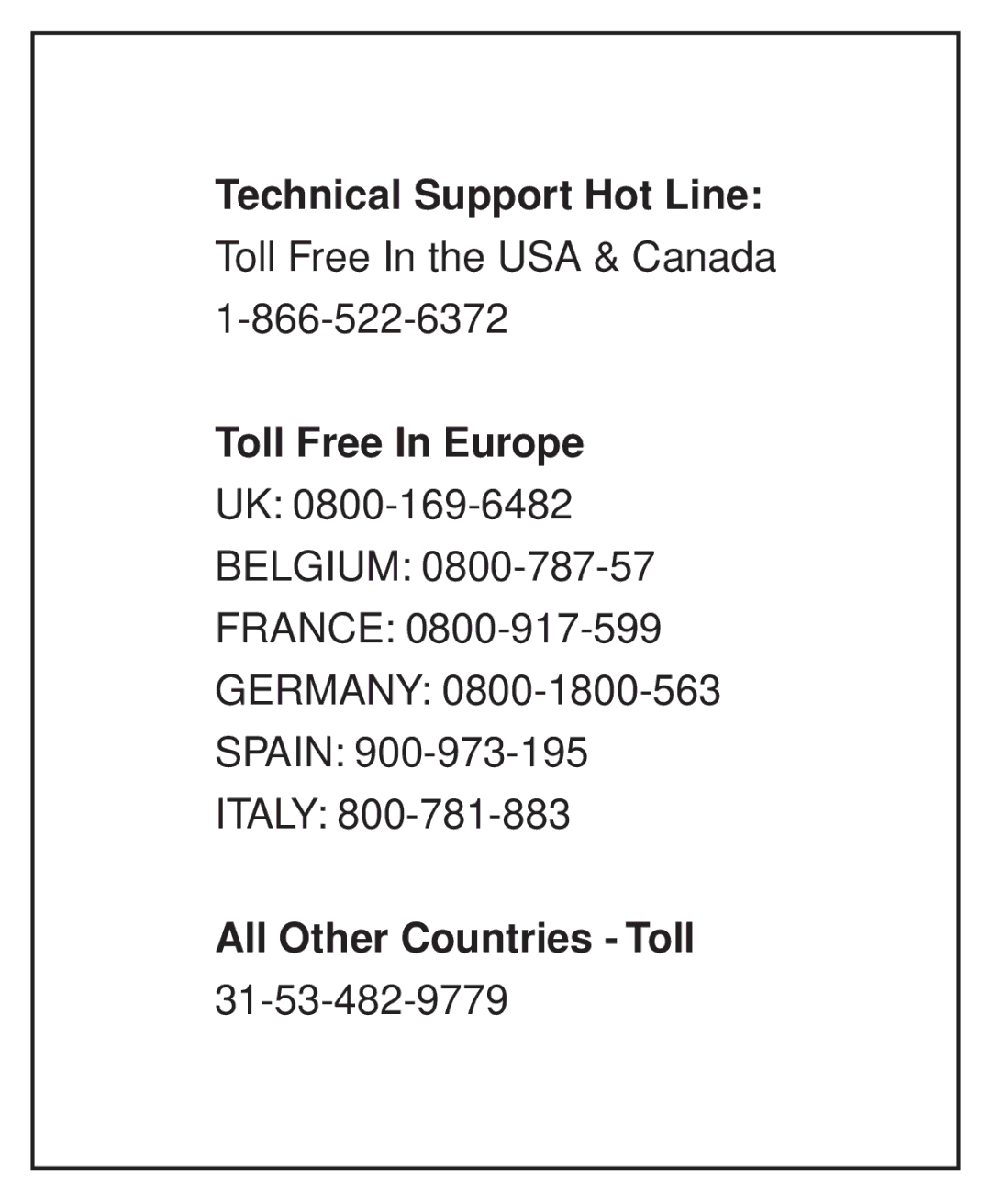 Concord Camera 5345z manual Technical Support Hot Line 