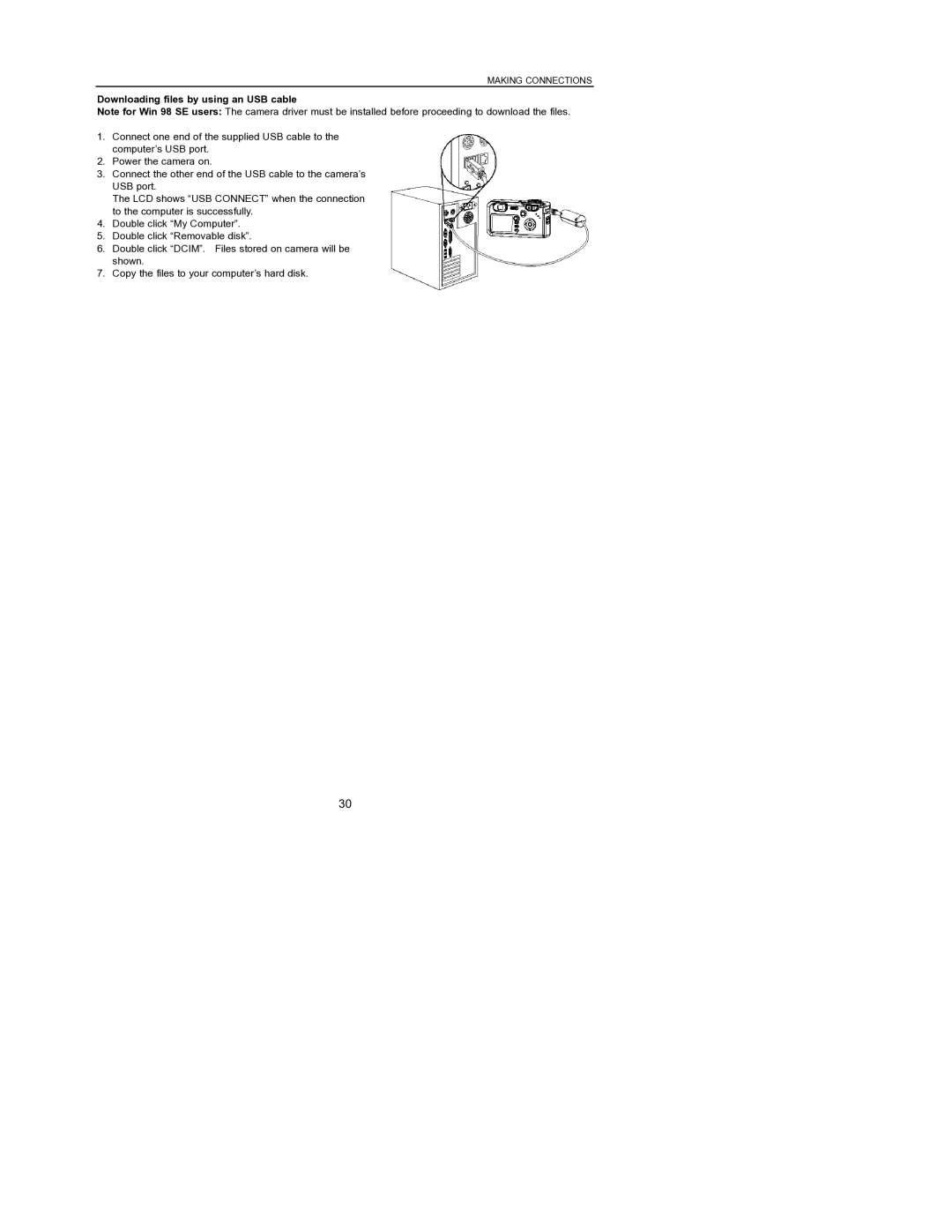 Concord Camera 6340z manual Downloading files by using an USB cable 