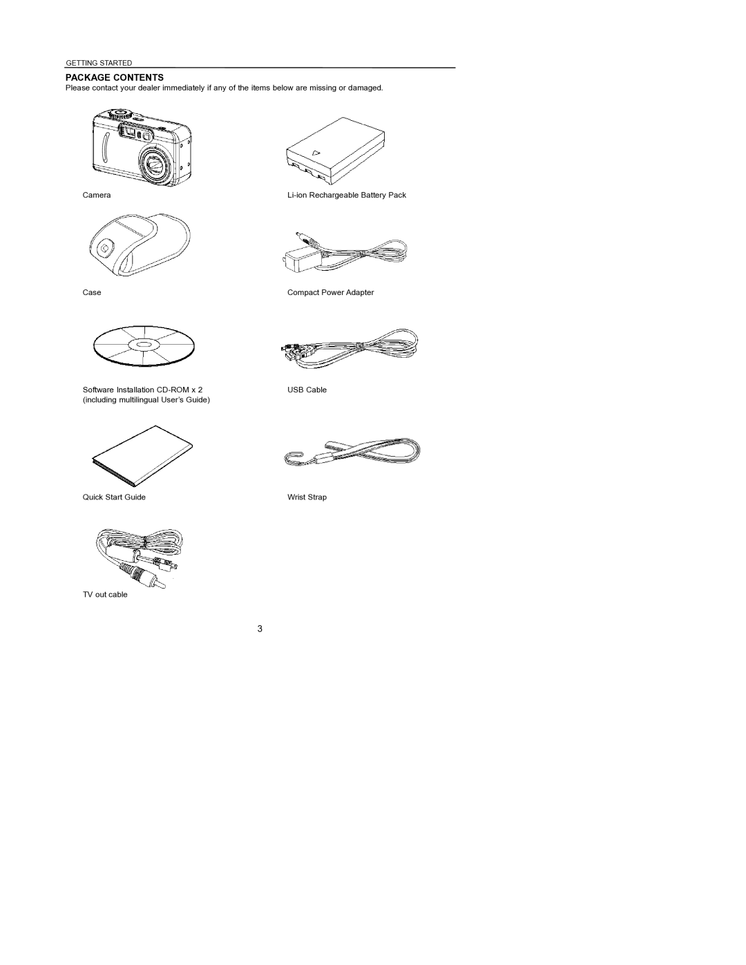 Concord Camera 6340z manual Package Contents 