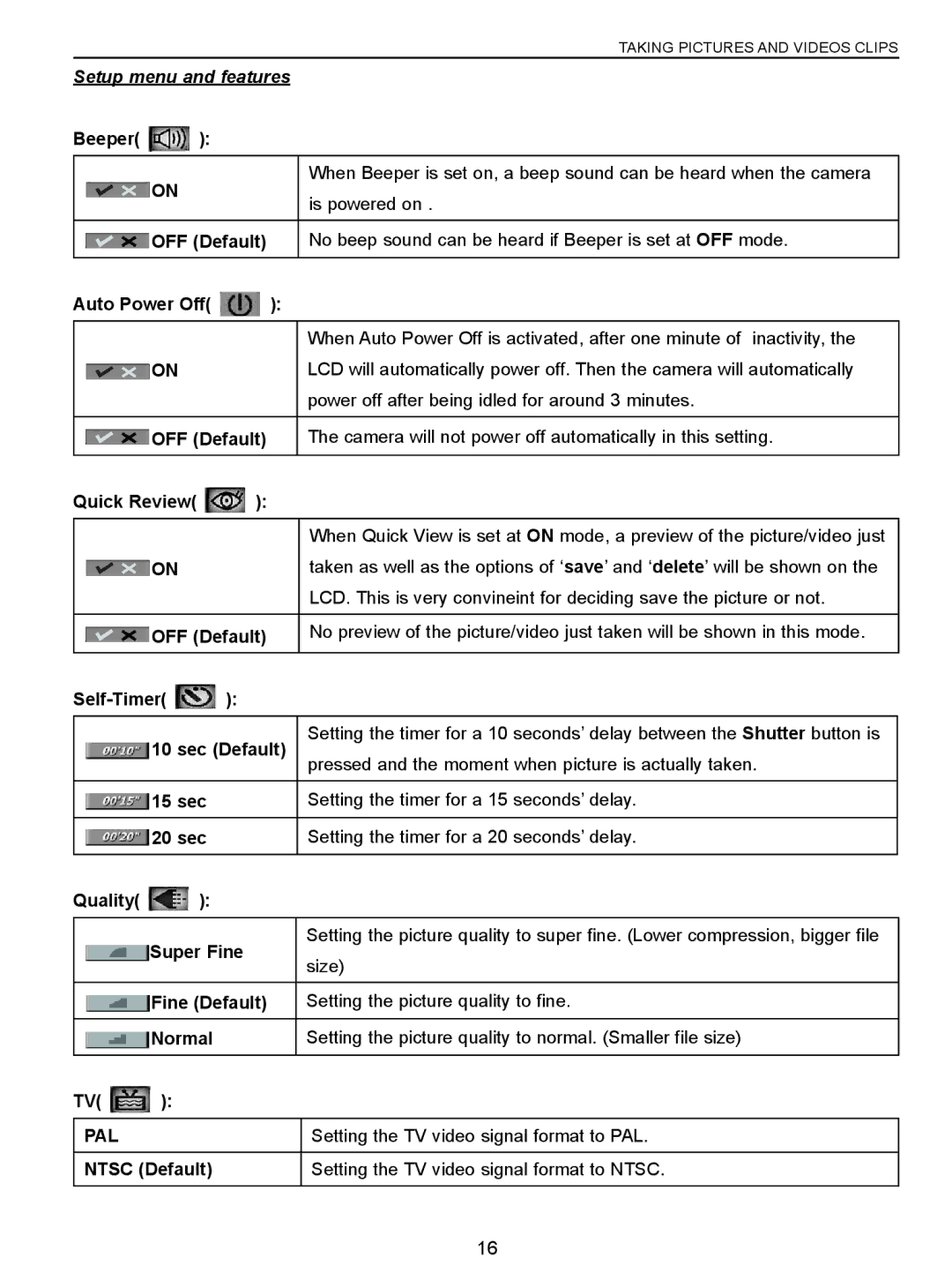 Concord Camera C 3.1 SL manual Setup menu and features, Setting the TV video signal format to PAL 