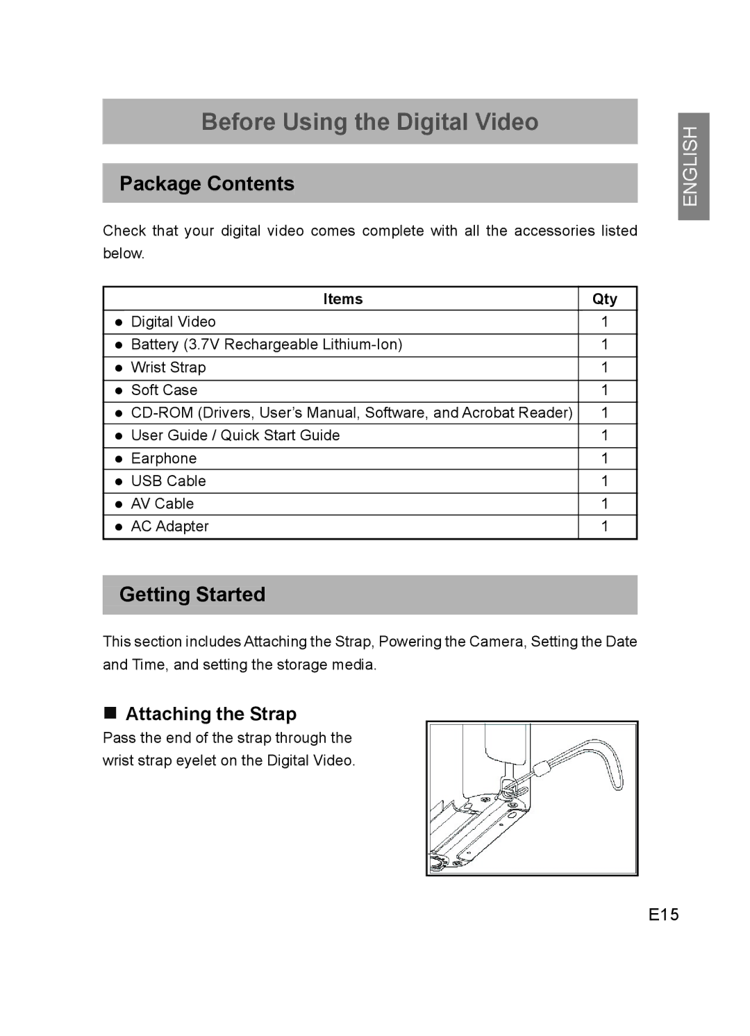 Concord Camera DV2020 manual Package Contents, Getting Started 