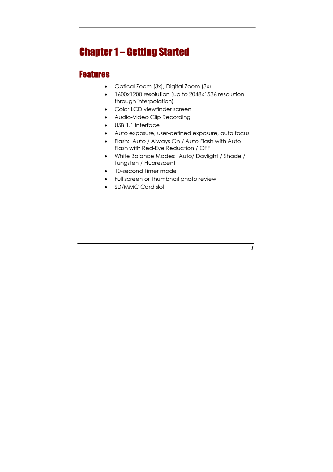 Concord Camera Eye-Q 2133z manual Getting Started, Features 