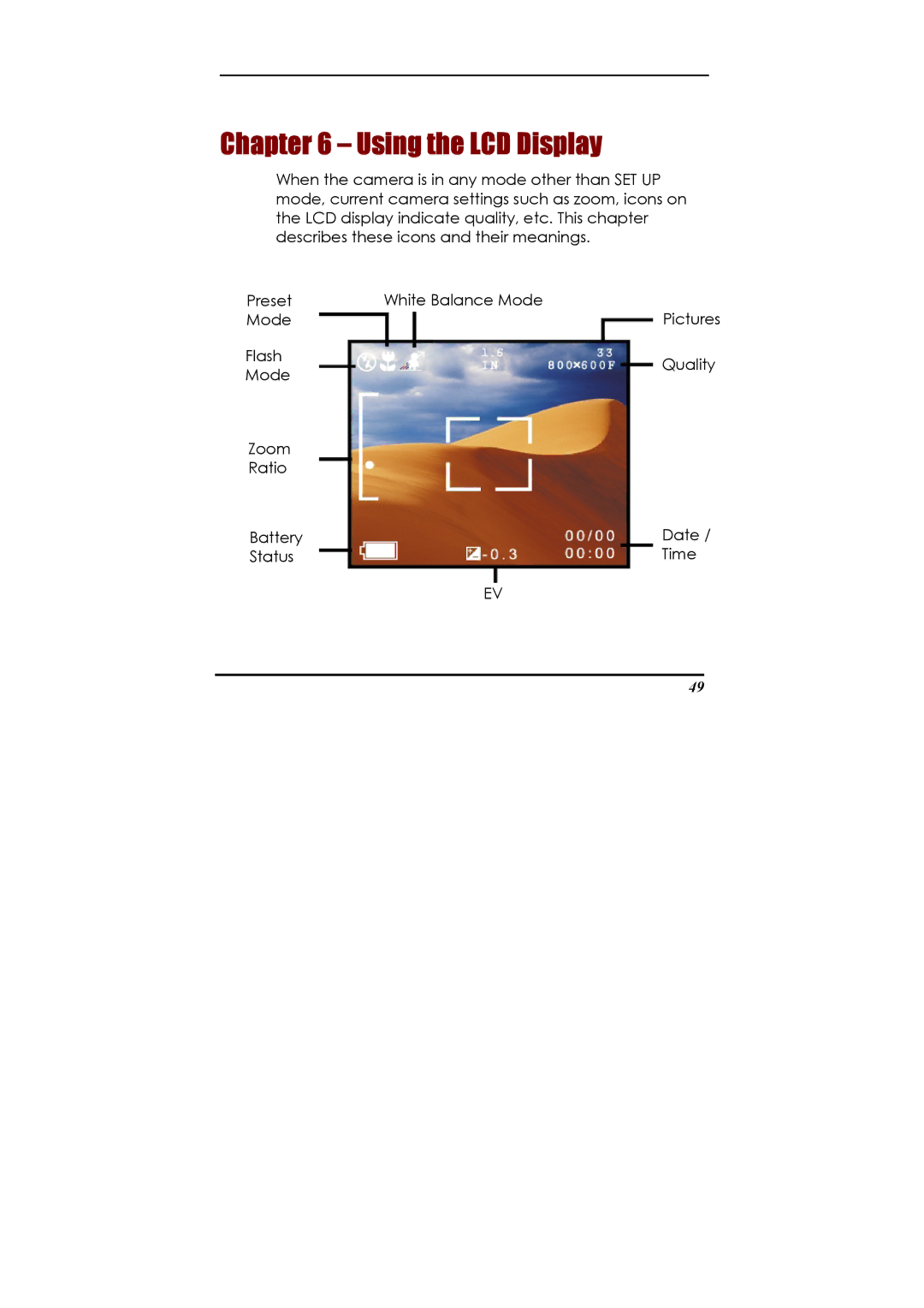 Concord Camera Eye-Q 2133z manual Using the LCD Display 