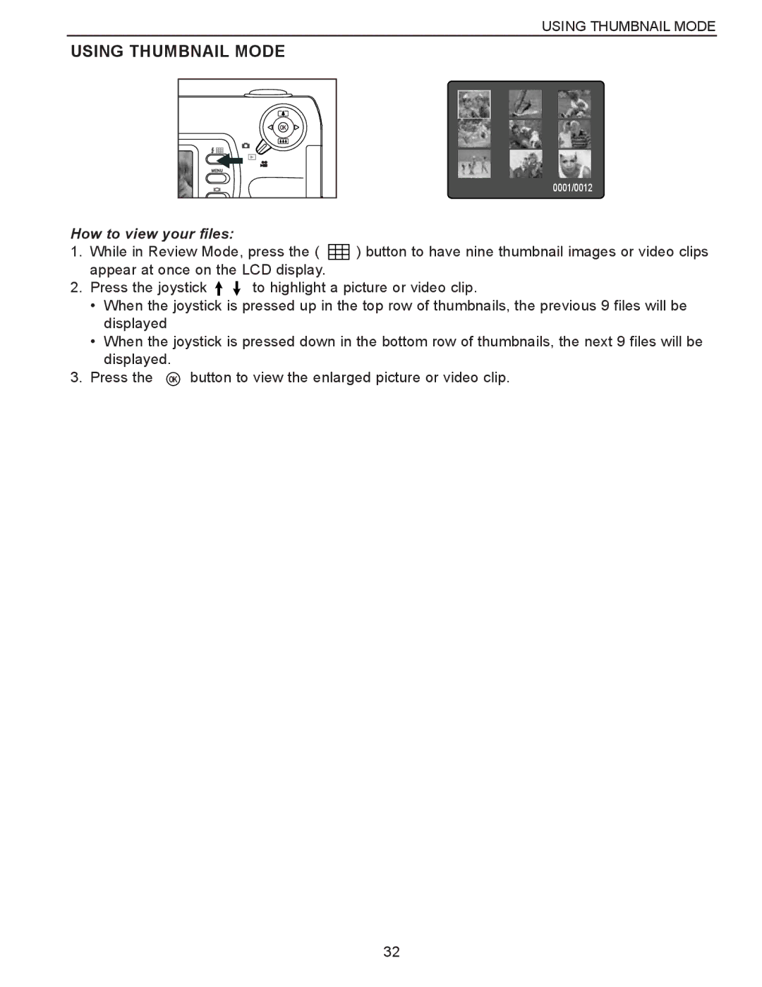 Concord Camera Eye-Q 3340z manual Using Thumbnail Mode, How to view your files 