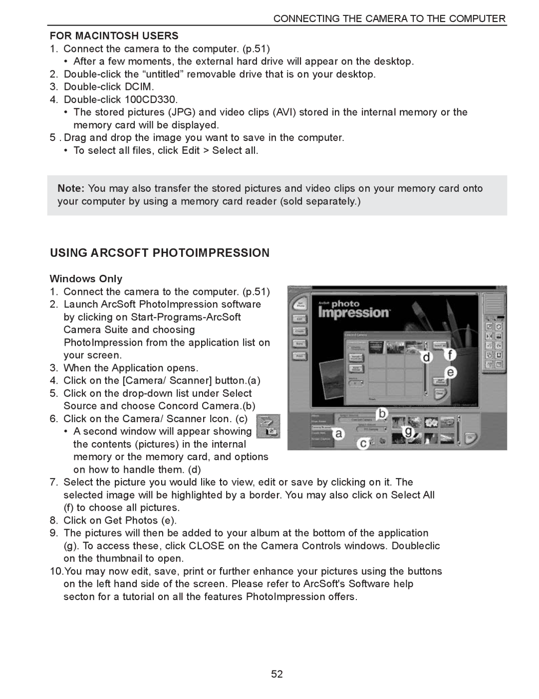 Concord Camera Eye-Q 3340z manual Using Arcsoft Photoimpression, For Macintosh Users, Windows Only 