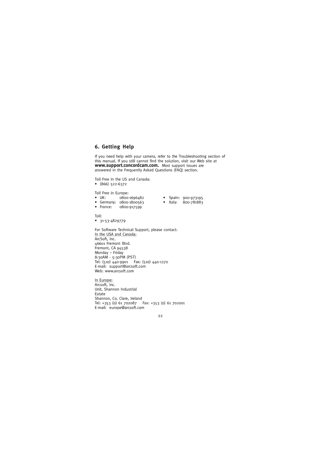 Concord Camera Eye-Q Easy Digital Camera manual Getting Help 