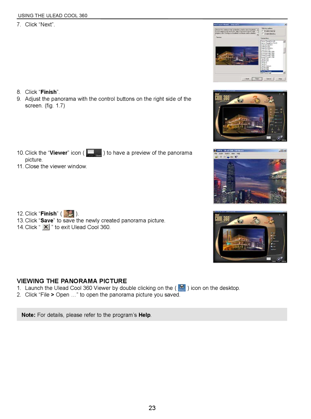 Concord Camera Eye-Q manual Viewing the Panorama Picture 