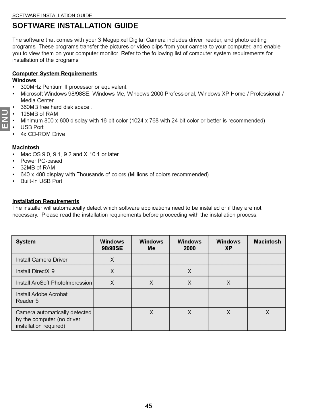 Concord Camera JD C3.1z3 manual Software Installation Guide, Computer System Requirements Windows, Macintosh 