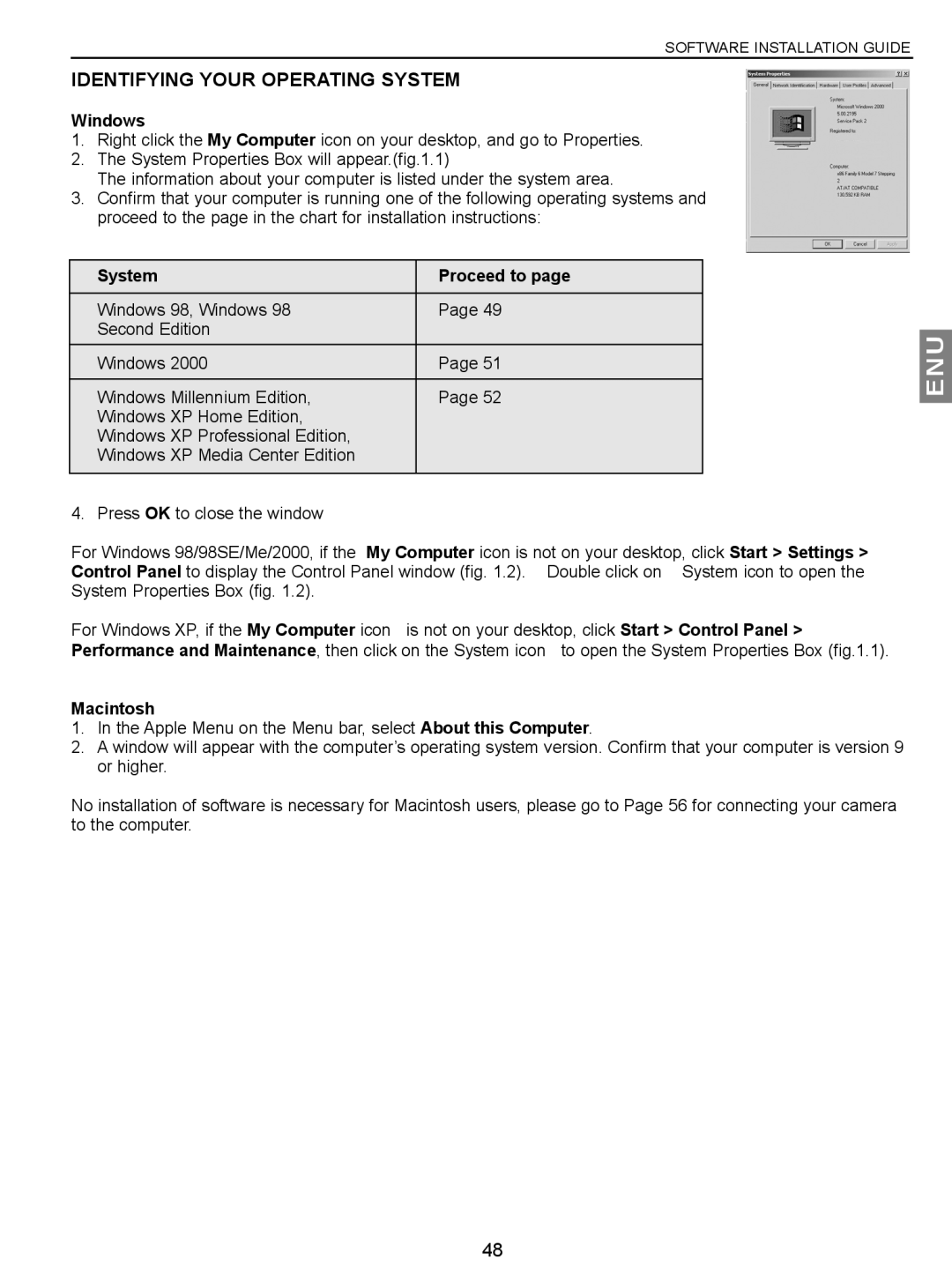 Concord Camera JD C3.1z3 manual Identifying Your Operating System, System Proceed to 