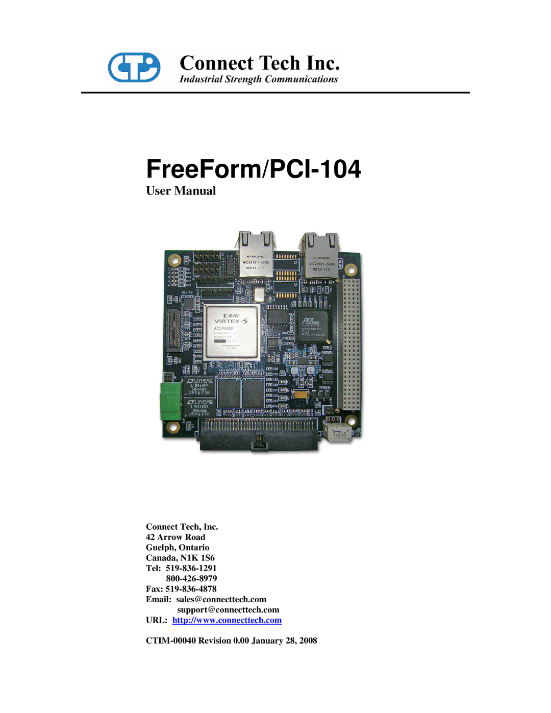 Connect Tech user manual FreeForm/PCI-104 