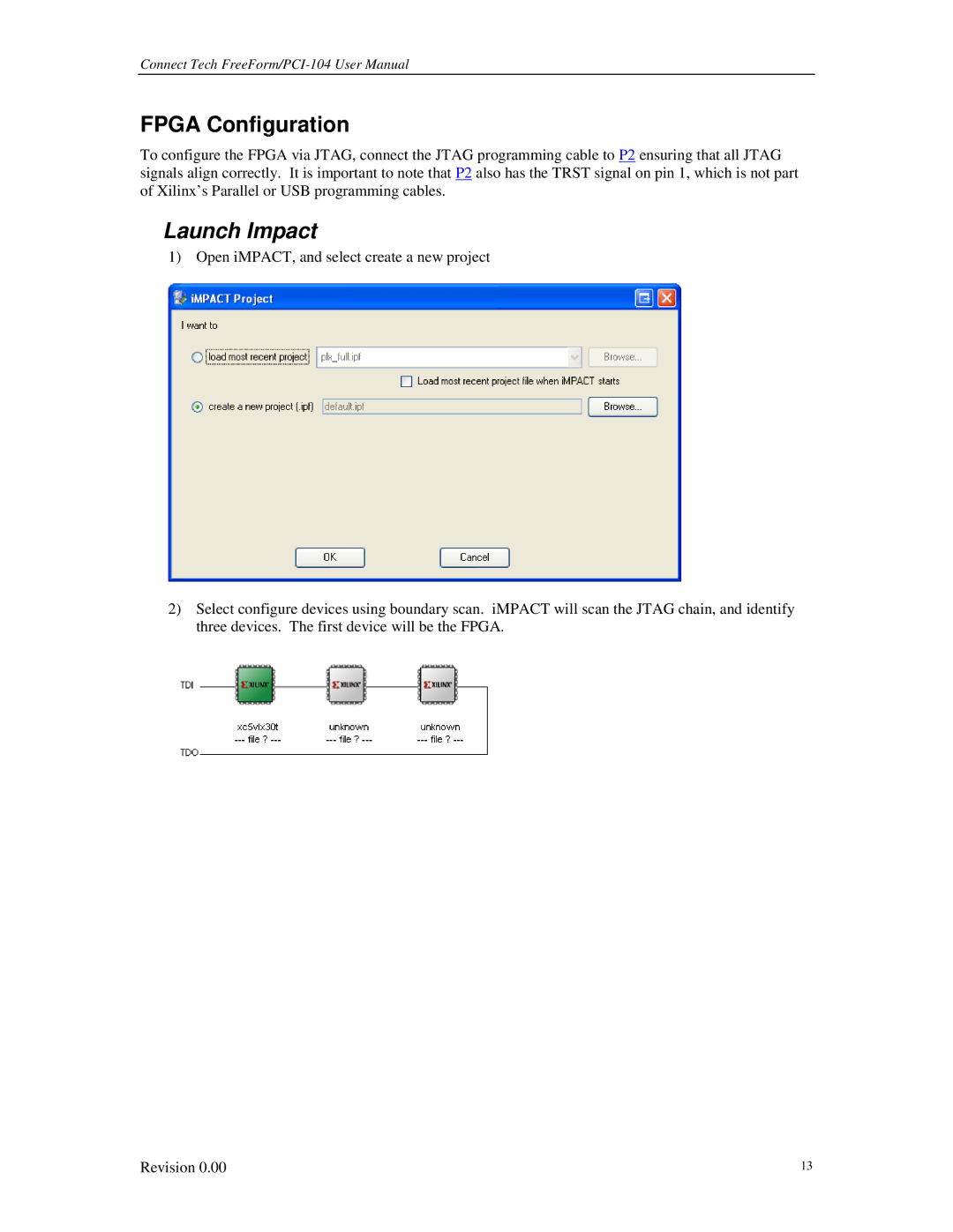 Connect Tech 104 user manual Fpga Configuration, Launch Impact 