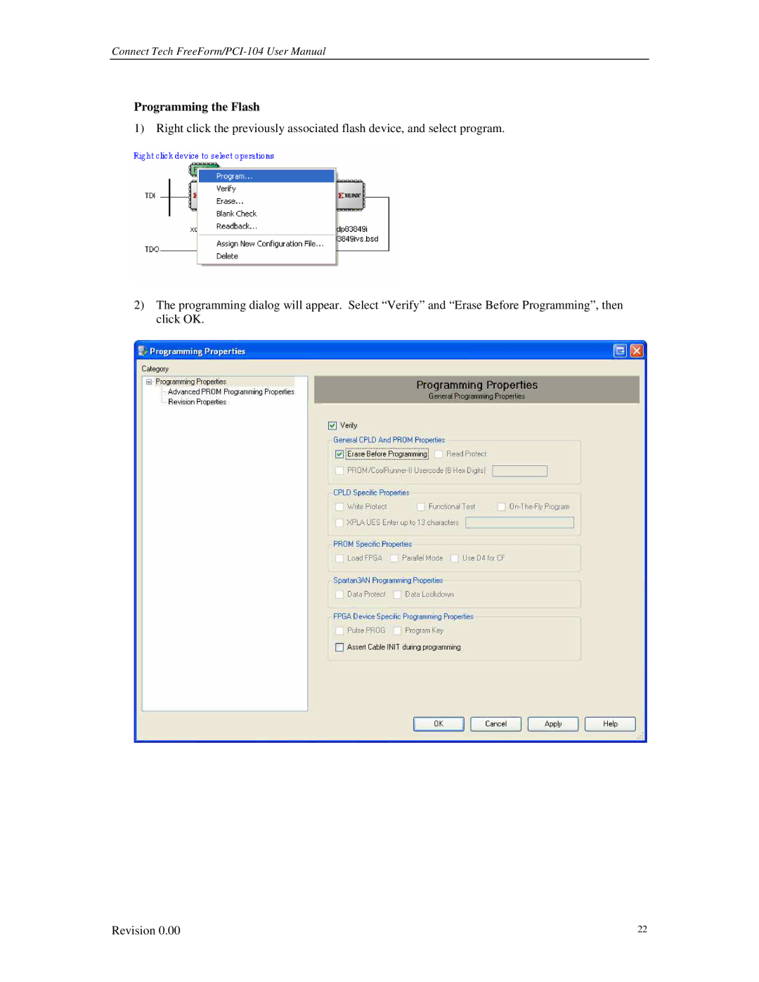 Connect Tech 104 user manual Programming the Flash 