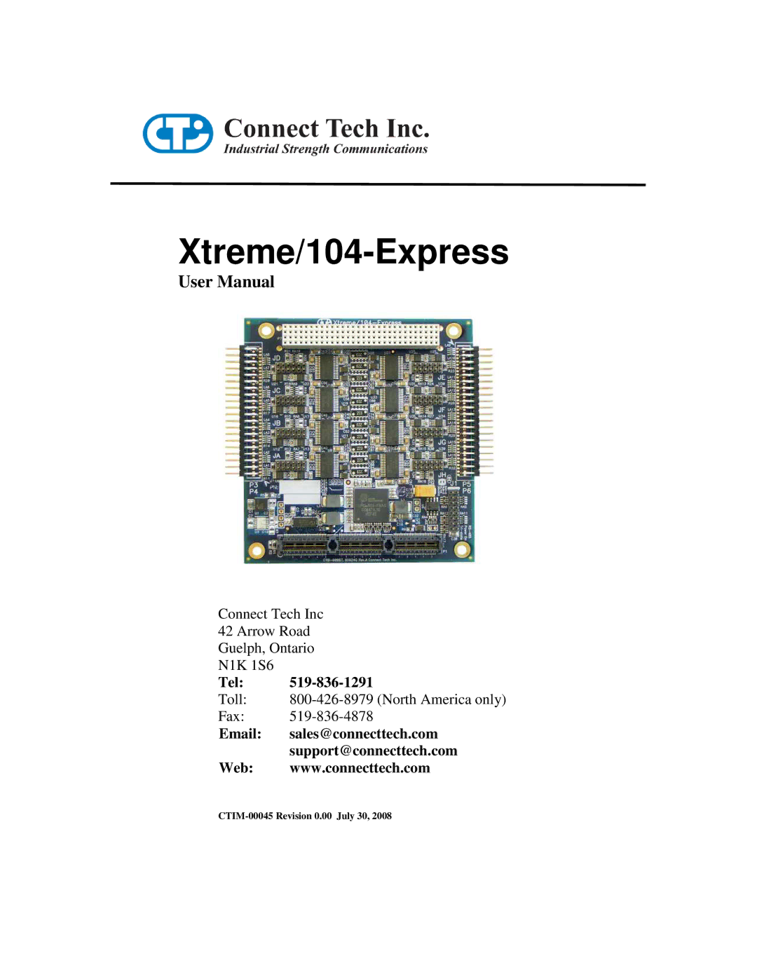 Connect Tech user manual Xtreme/104-Express 