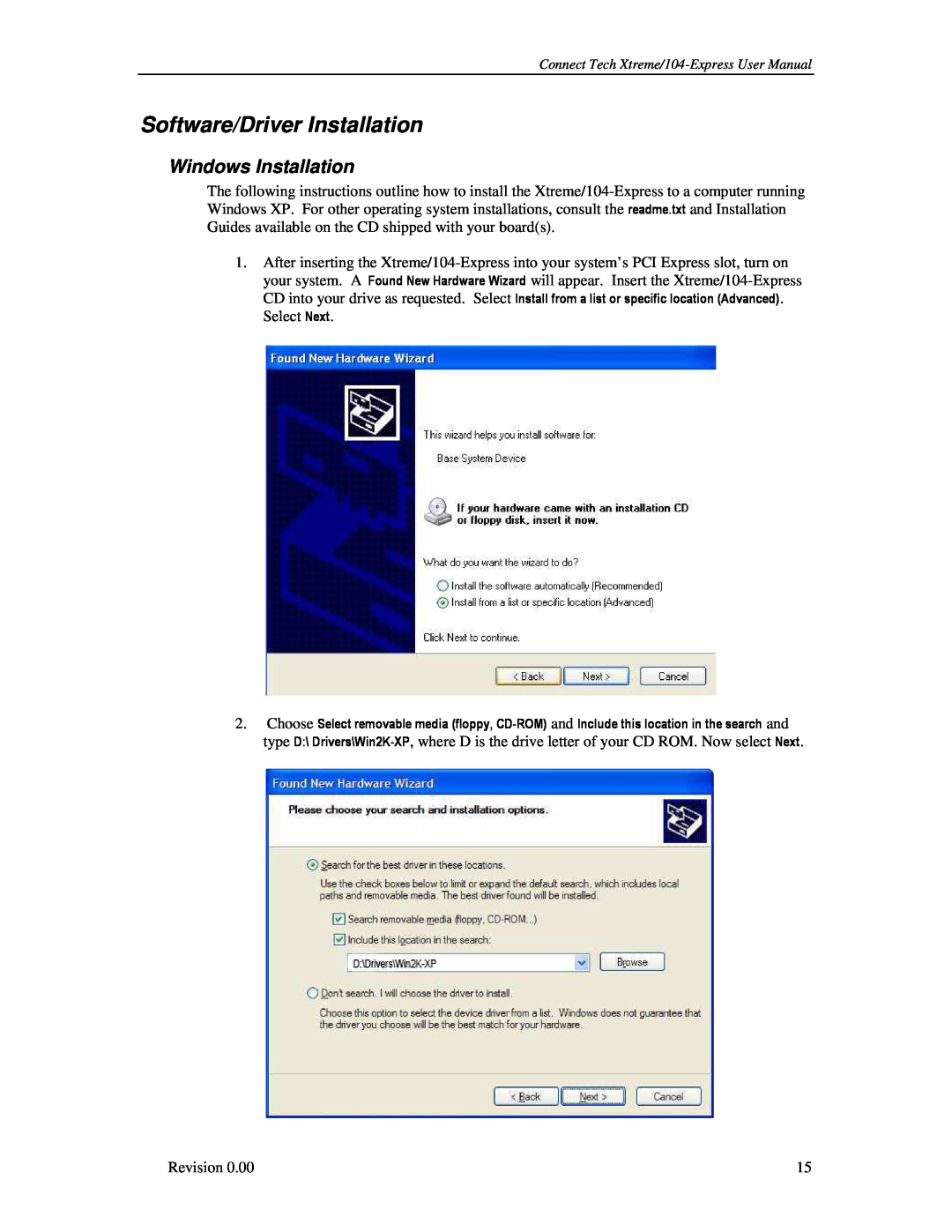 Connect Tech 104 user manual Software/Driver Installation, Windows Installation 