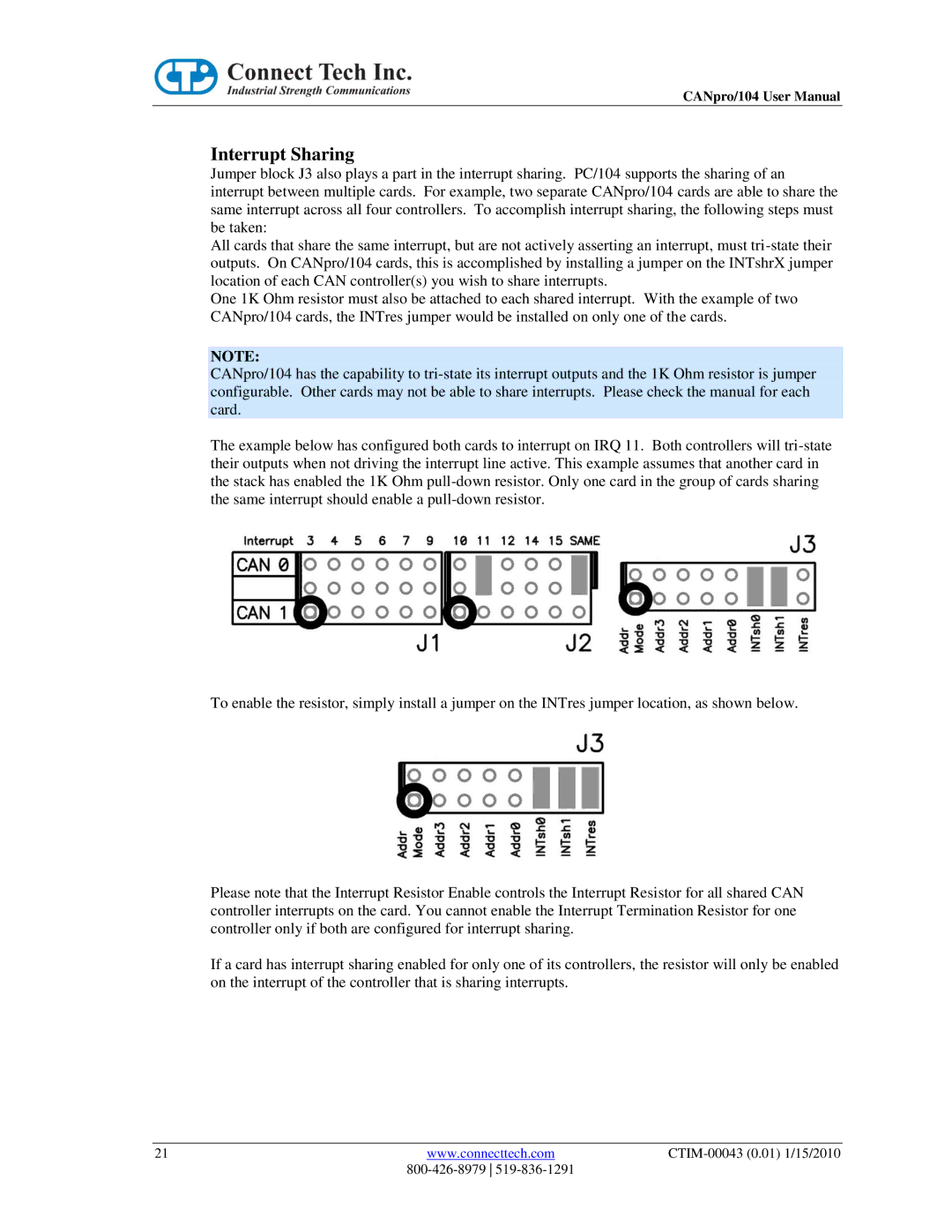 Connect Tech CTIM-00043 user manual Interrupt Sharing 