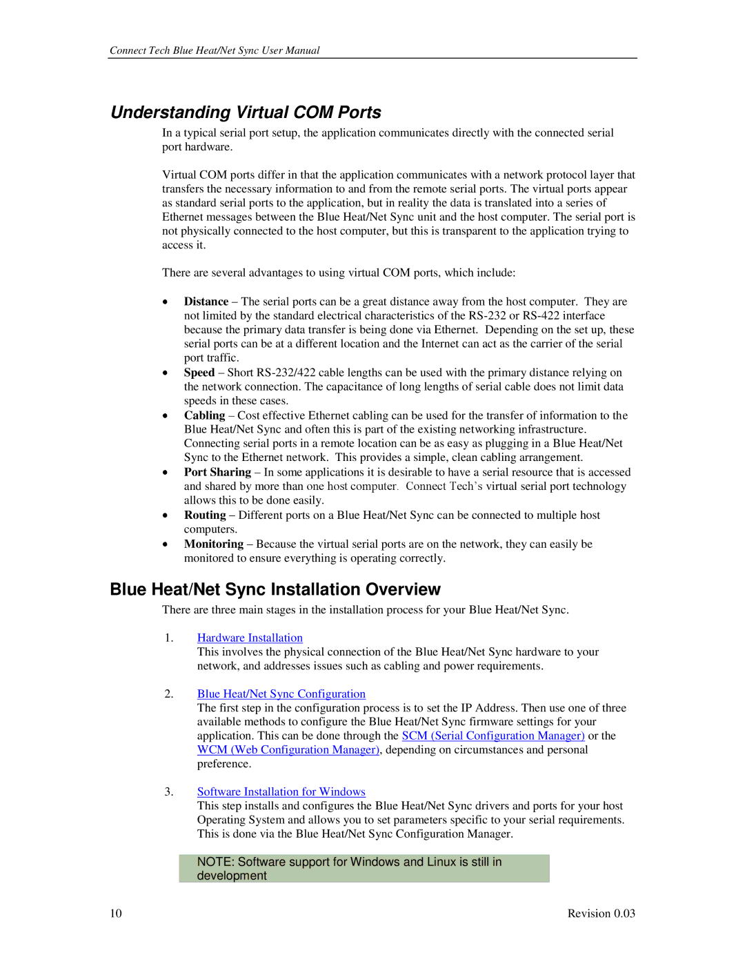 Connect Tech CTIM-00044 user manual Understanding Virtual COM Ports, Blue Heat/Net Sync Installation Overview 