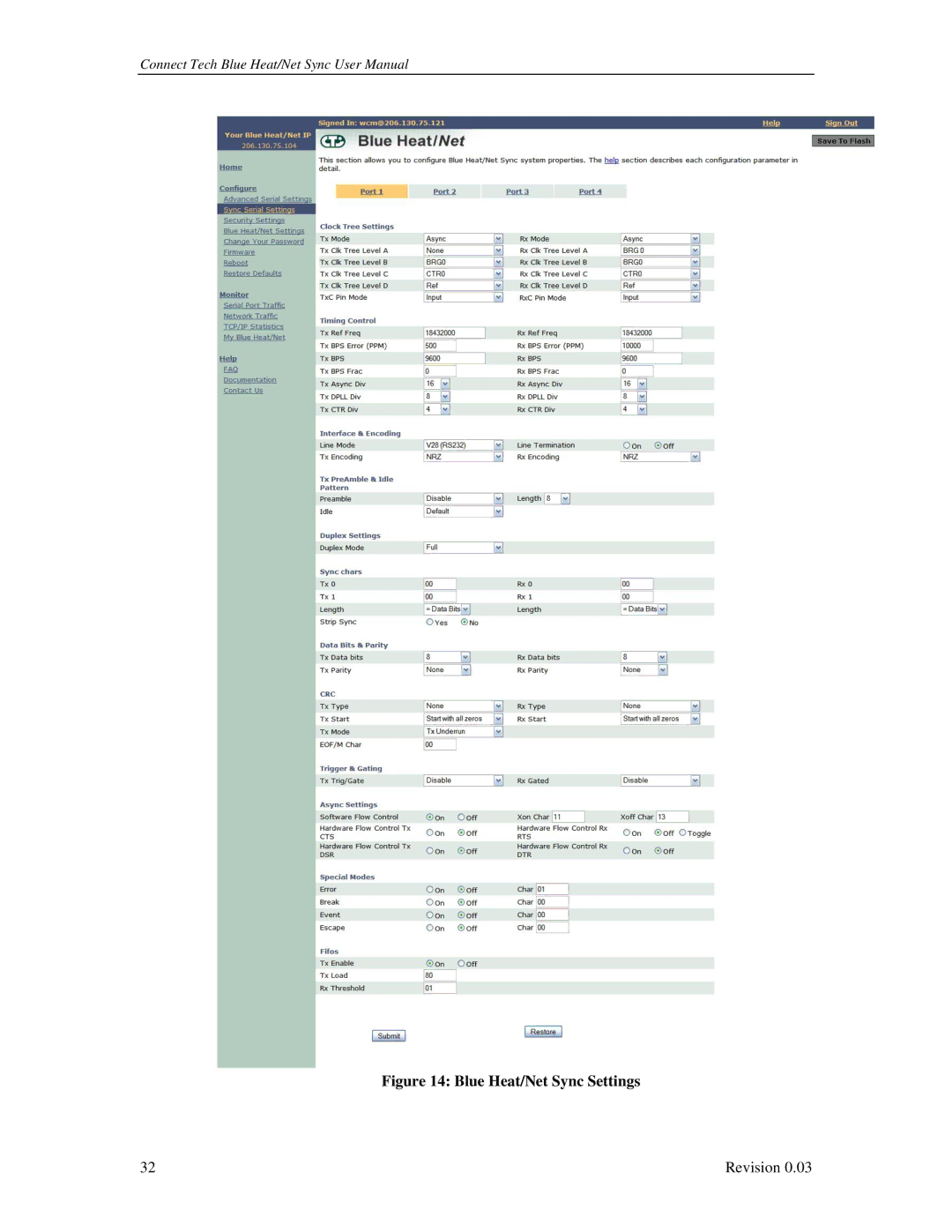 Connect Tech CTIM-00044 user manual Blue Heat/Net Sync Settings 