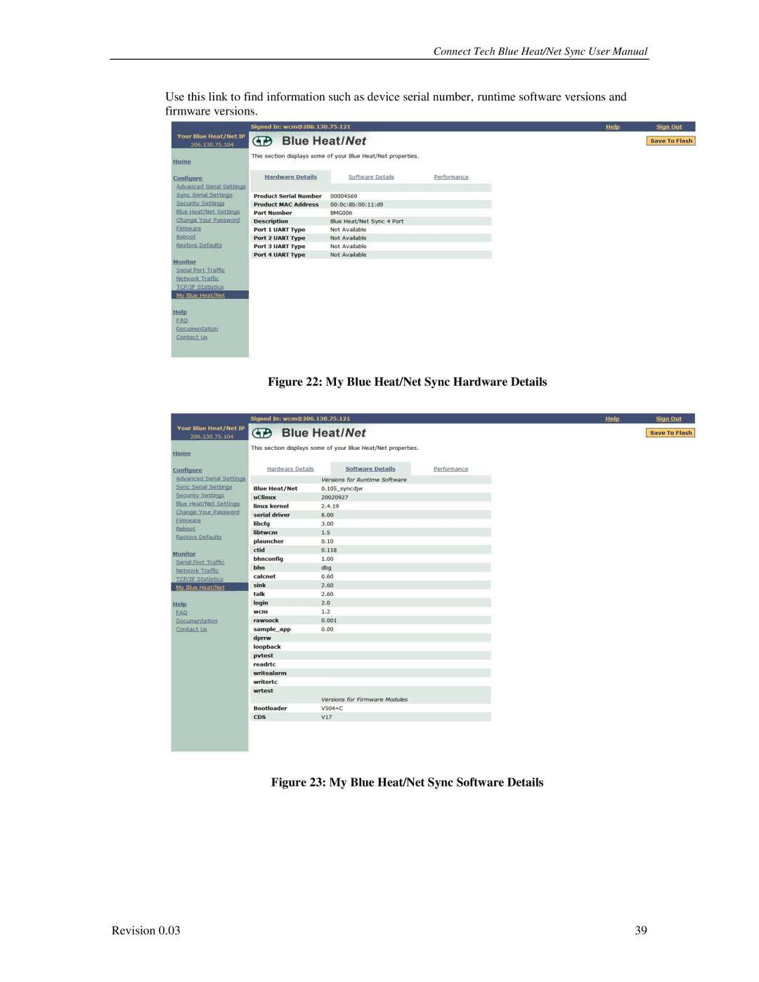 Connect Tech CTIM-00044 user manual My Blue Heat/Net Sync Hardware Details 