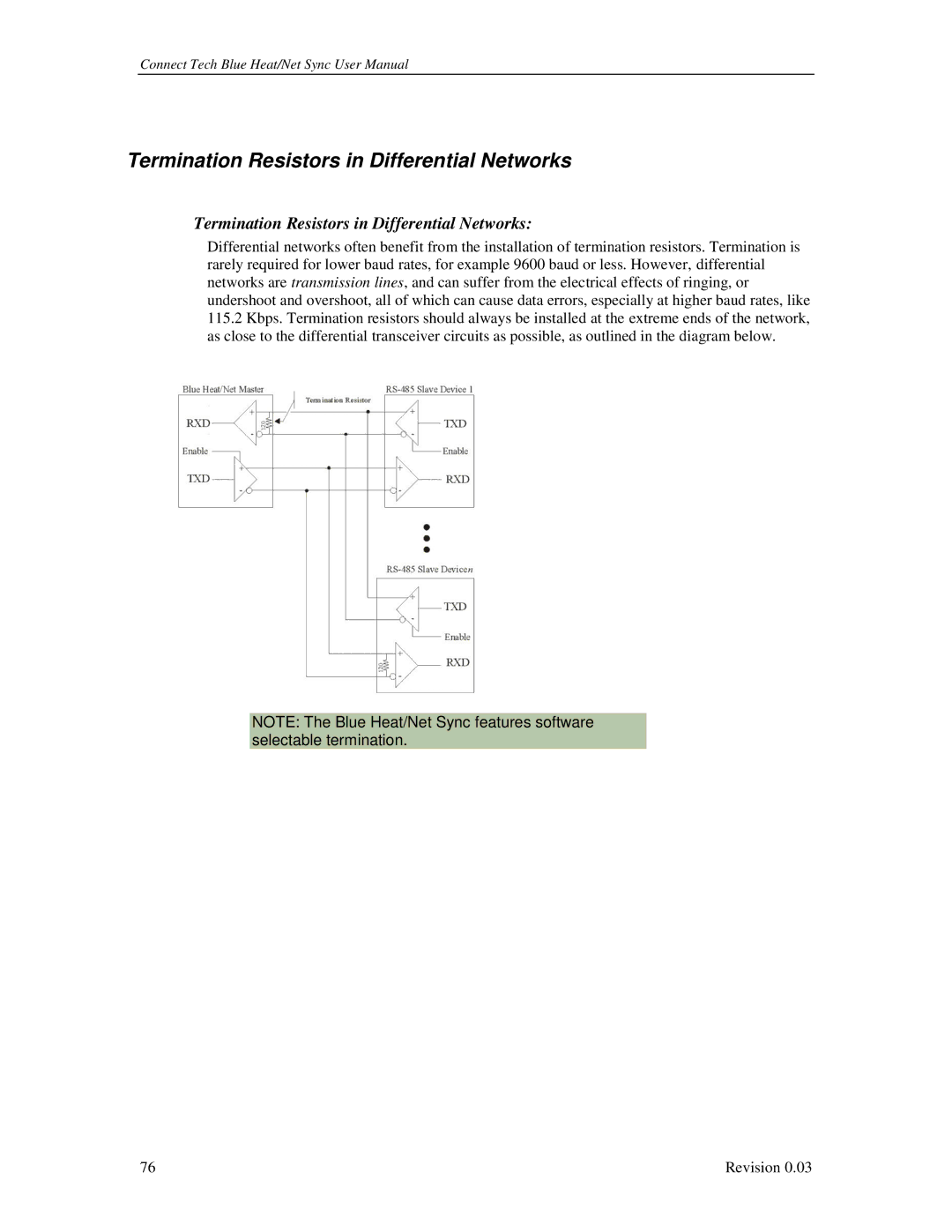 Connect Tech CTIM-00044 user manual Termination Resistors in Differential Networks 