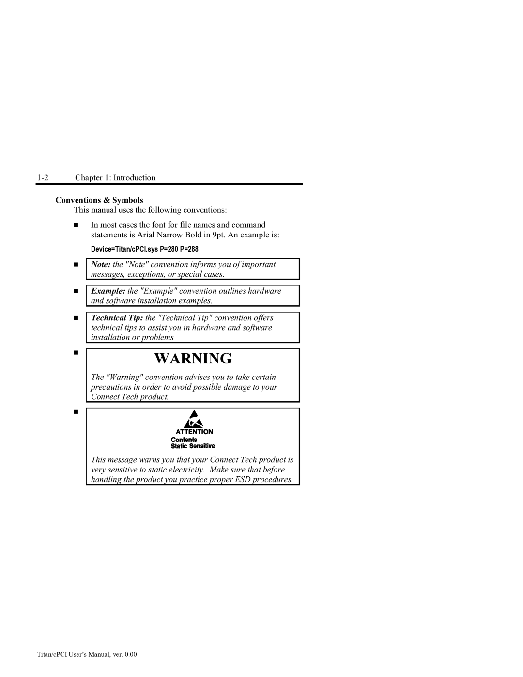 Connect Tech JB0, JB1, JB2, JB3 user manual Conventions & Symbols 