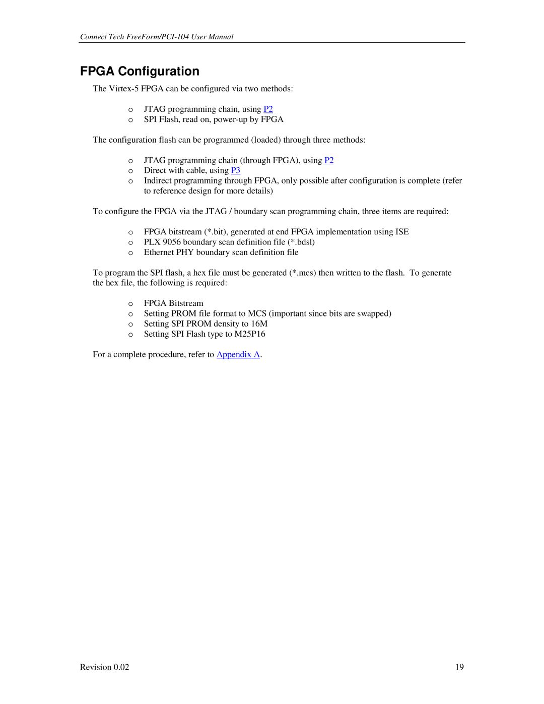 Connect Tech PCI-104 user manual Fpga Configuration 