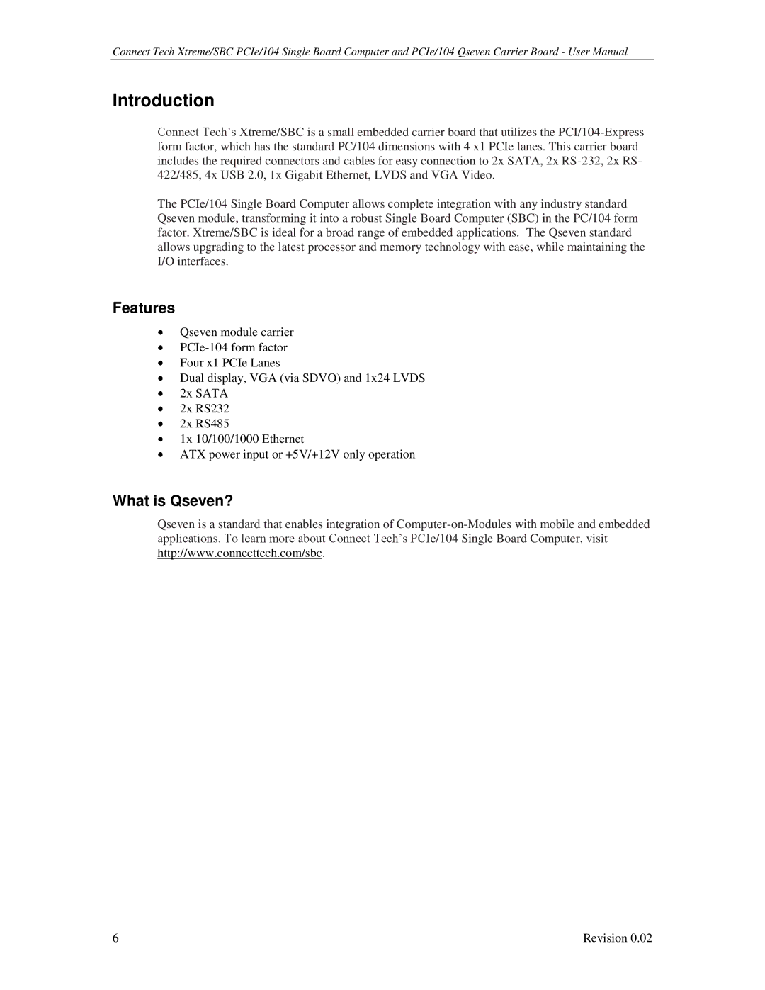 Connect Tech PCIE/104 user manual Introduction, Features, What is Qseven? 
