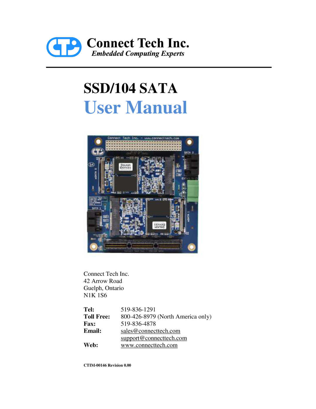 Connect Tech user manual SSD/104 Sata 