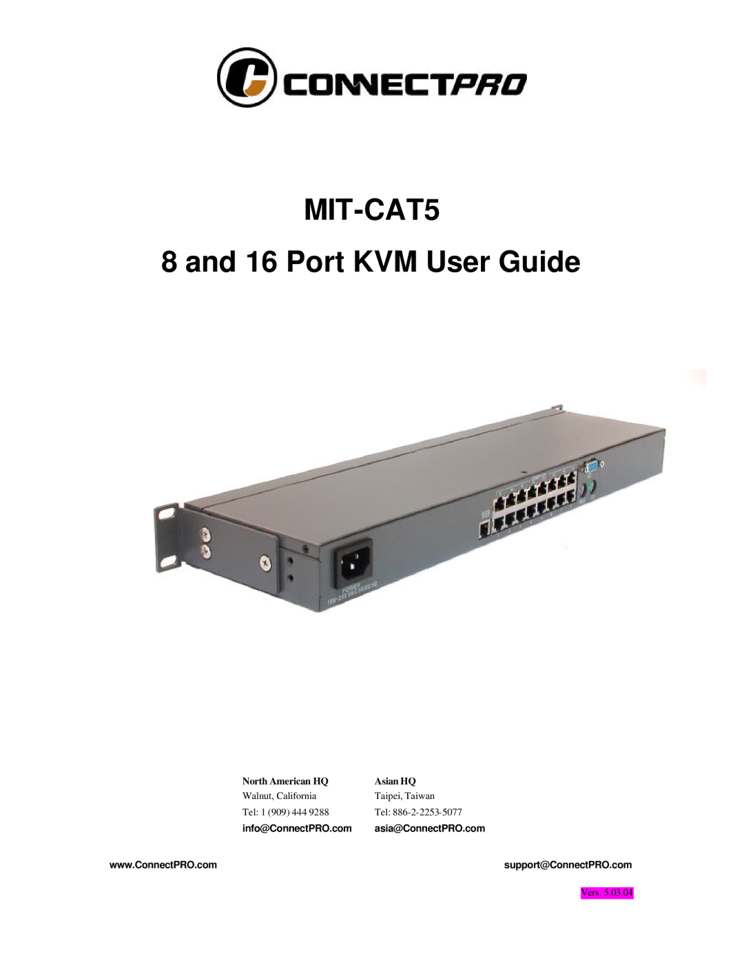 ConnectPRO MIT-CAT5 8, SL2116A, 16 Port KVM manual 