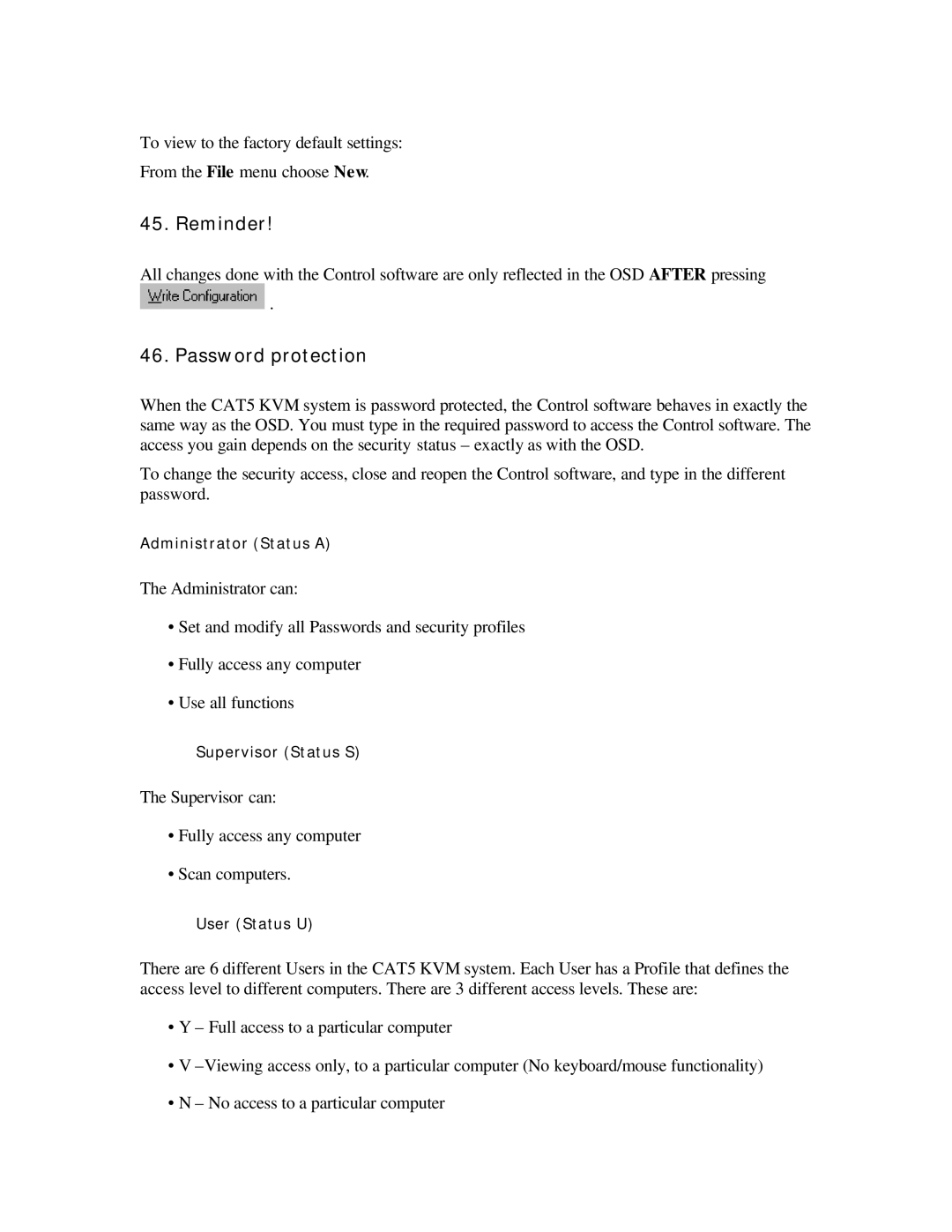 ConnectPRO MIT-CAT5 8, SL2116A, 16 Port KVM manual Reminder, Password protection 