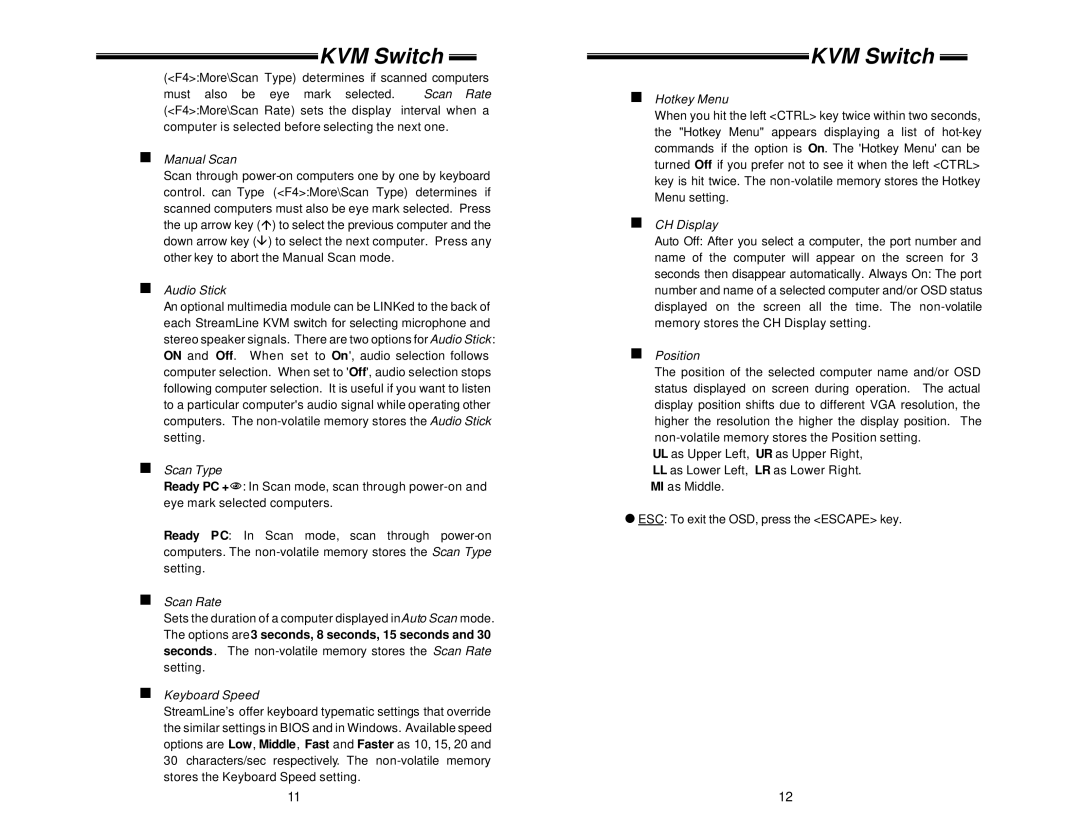 ConnectPRO SL218 specifications Manual Scan 