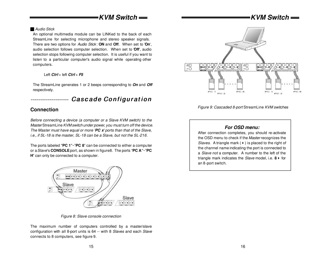 ConnectPRO SL218 specifications Cascade Configuration, Connection 