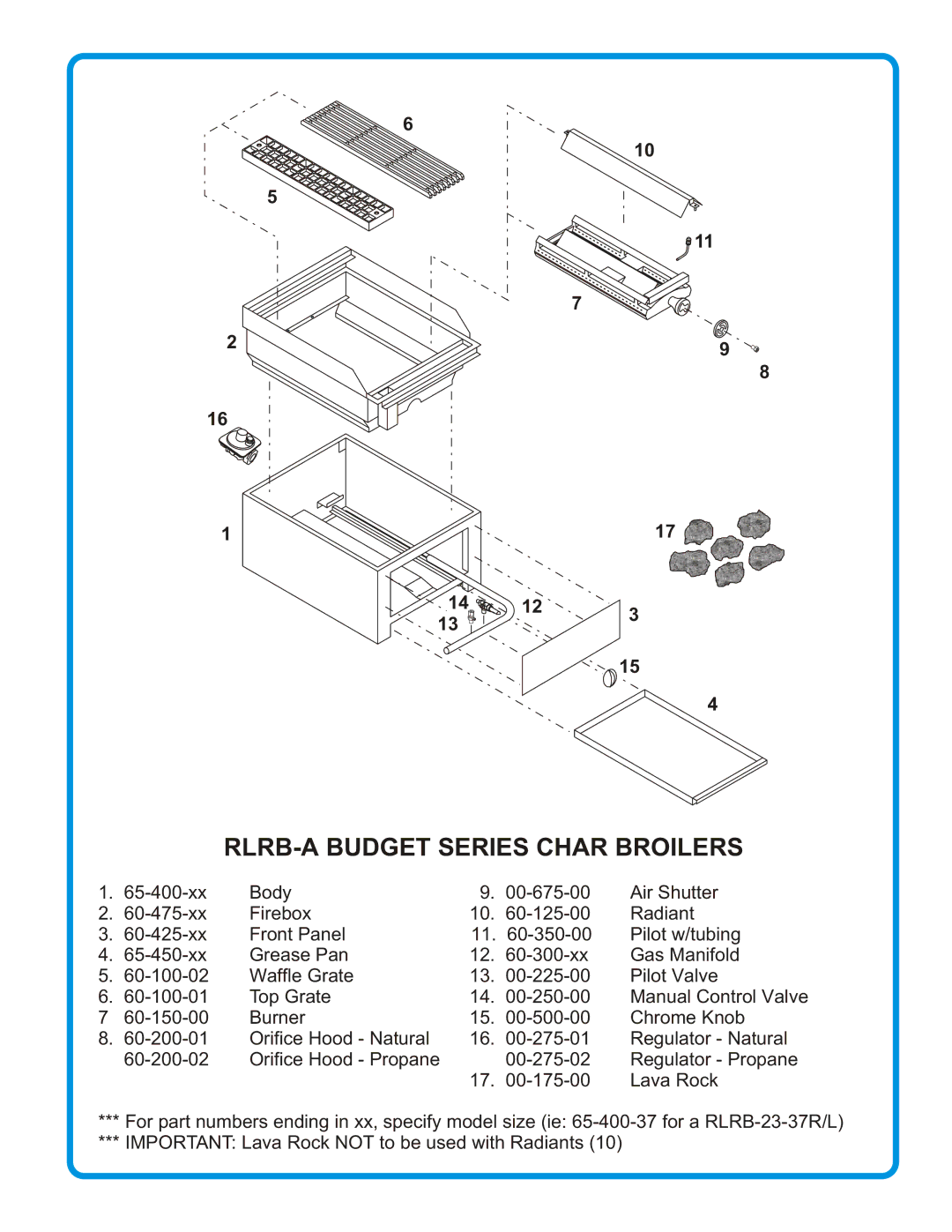 Connerton Co manual RLRB-A Budget Series Char Broilers 