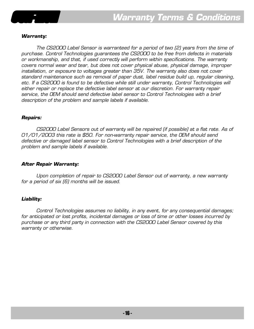 Contec CS2000-QDCS2000 manual Warranty Terms & Conditions, Repairs, After Repair Warranty, Liability 