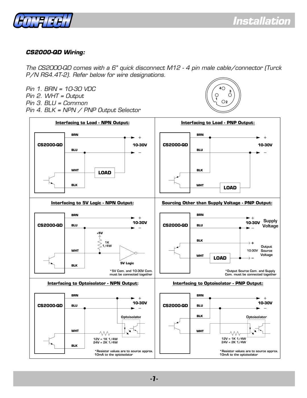 Contec CS2000-QDCS2000 manual CS2000-QD Wiring, Optoisolator 