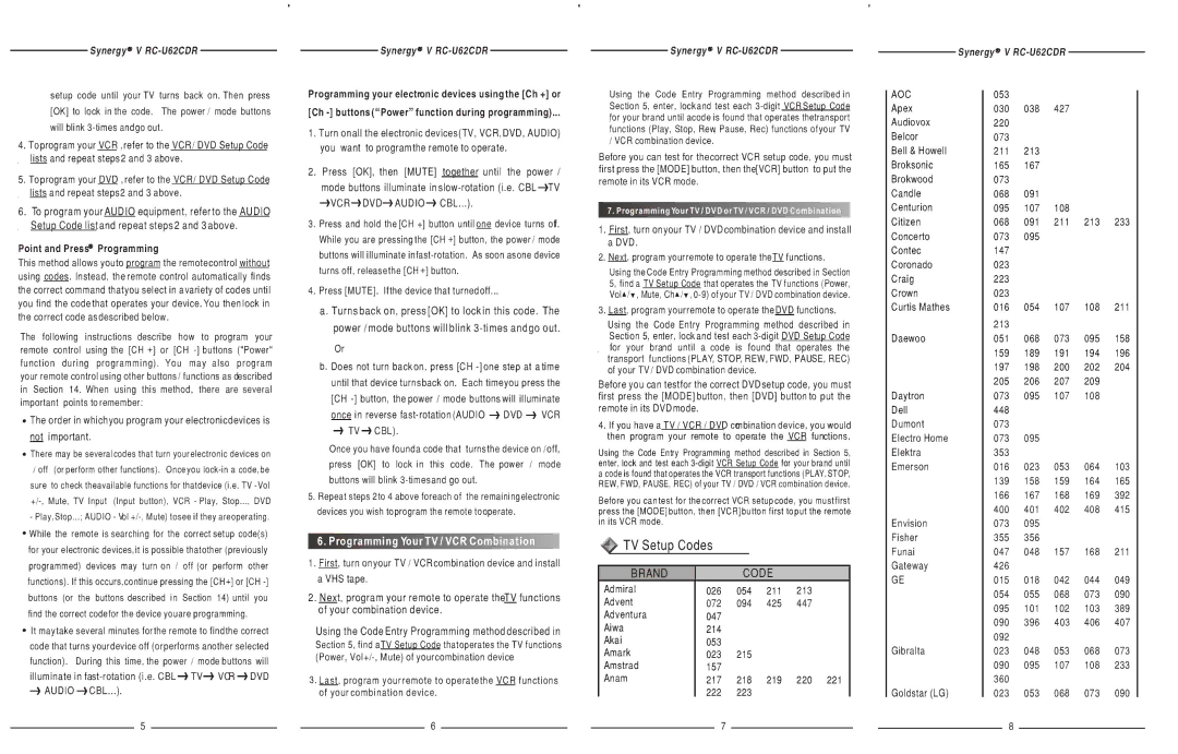 Contec RC-U62CDR, A189C manual 