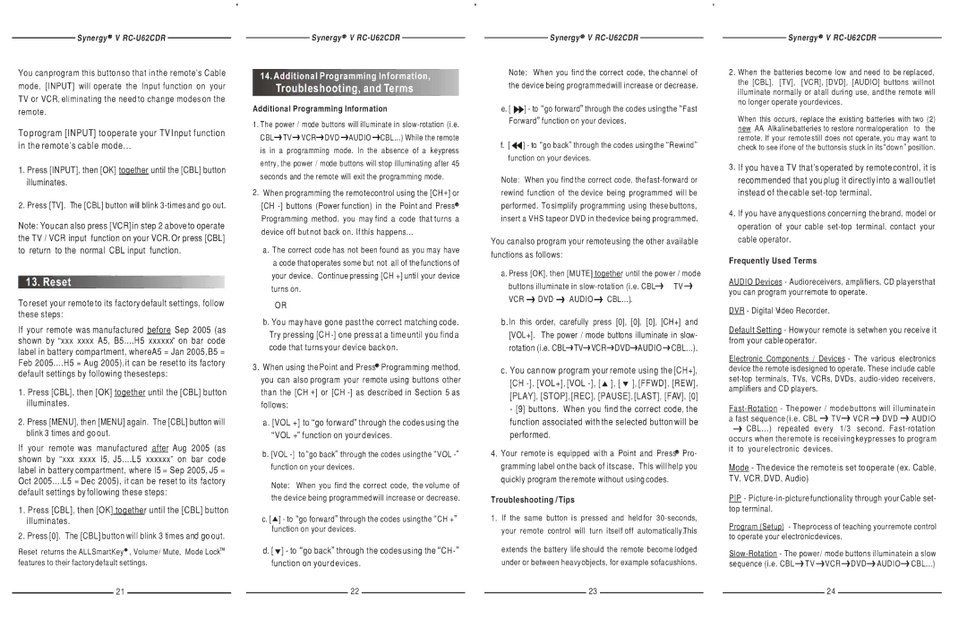 Contec RC-U62CDR, A189C manual 