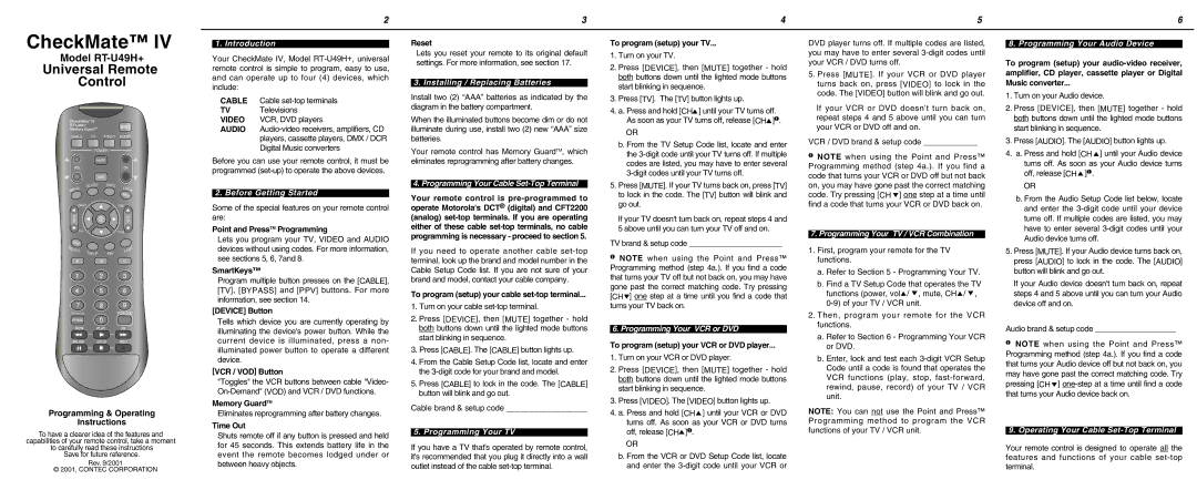 Contec RT-U49+ operating instructions Introduction, Before Getting Started, Installing / Replacing Batteries 