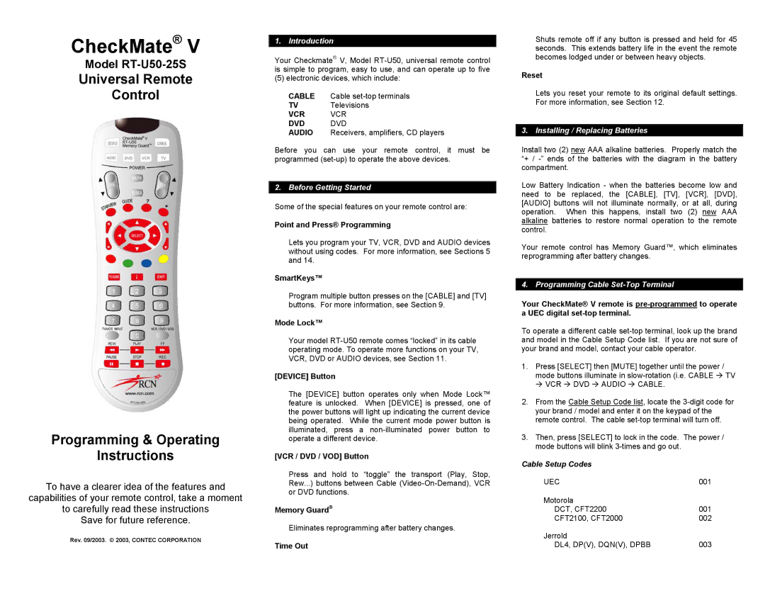 Contec RT-U50-25S operating instructions Introduction, Before Getting Started, Installing / Replacing Batteries 