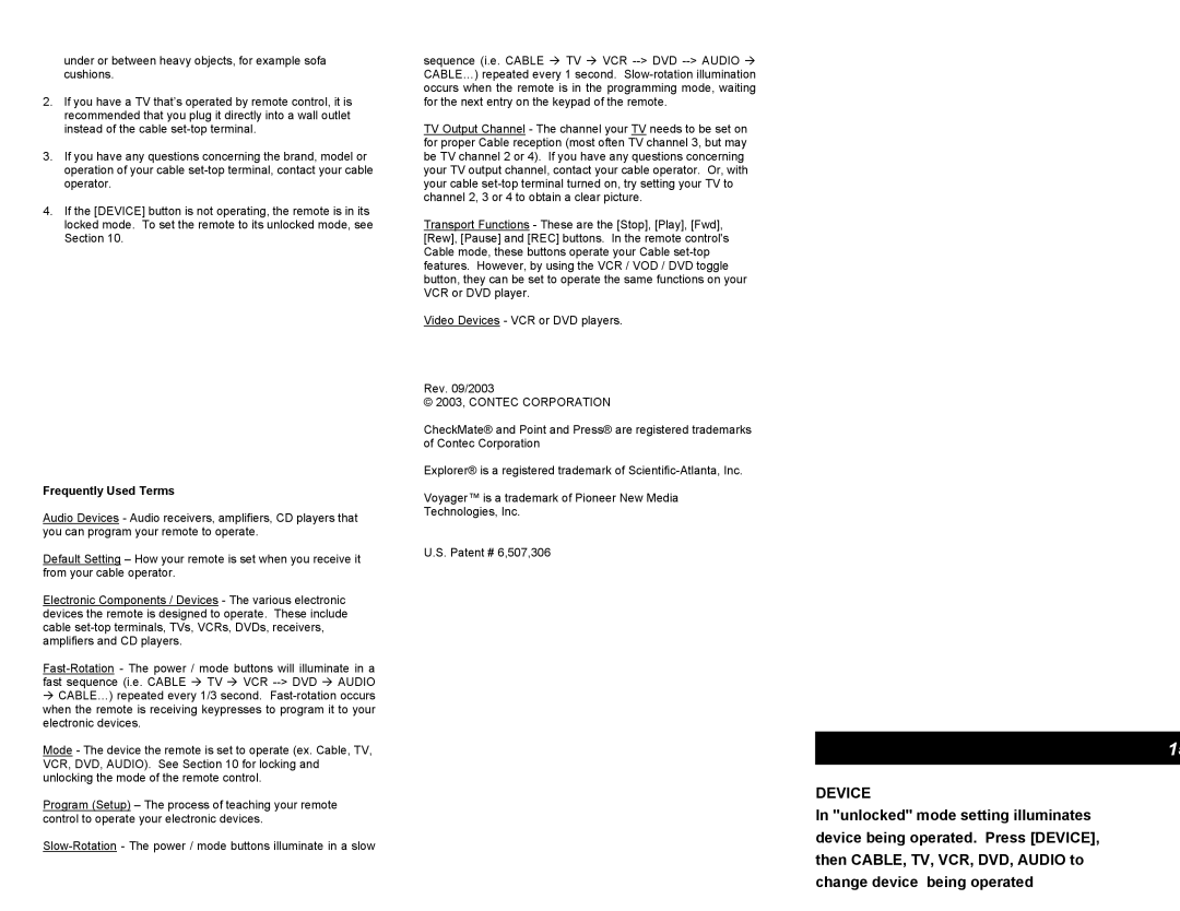 Contec RT-U50-25S operating instructions Frequently Used Terms, 2003, Contec Corporation 