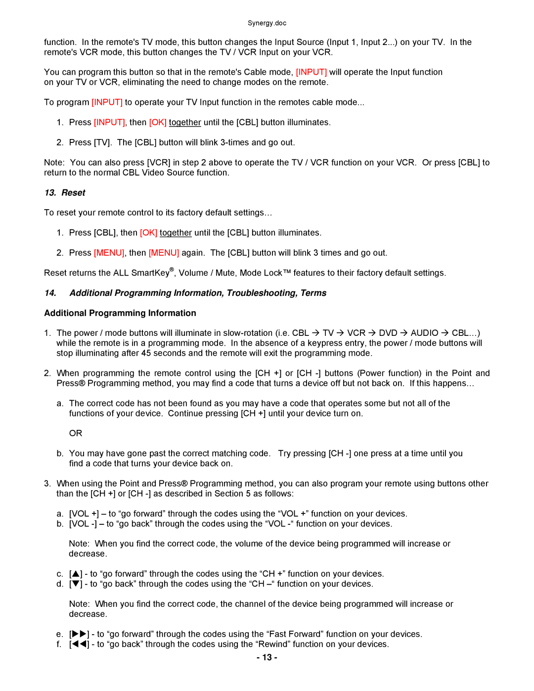 Contec RT-U62CD operating instructions Reset, Additional Programming Information, Troubleshooting, Terms 