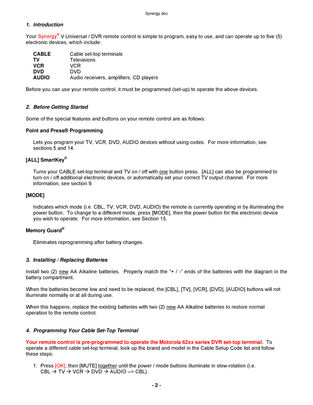 Contec RT-U62CD operating instructions Introduction, Before Getting Started, Installing / Replacing Batteries 