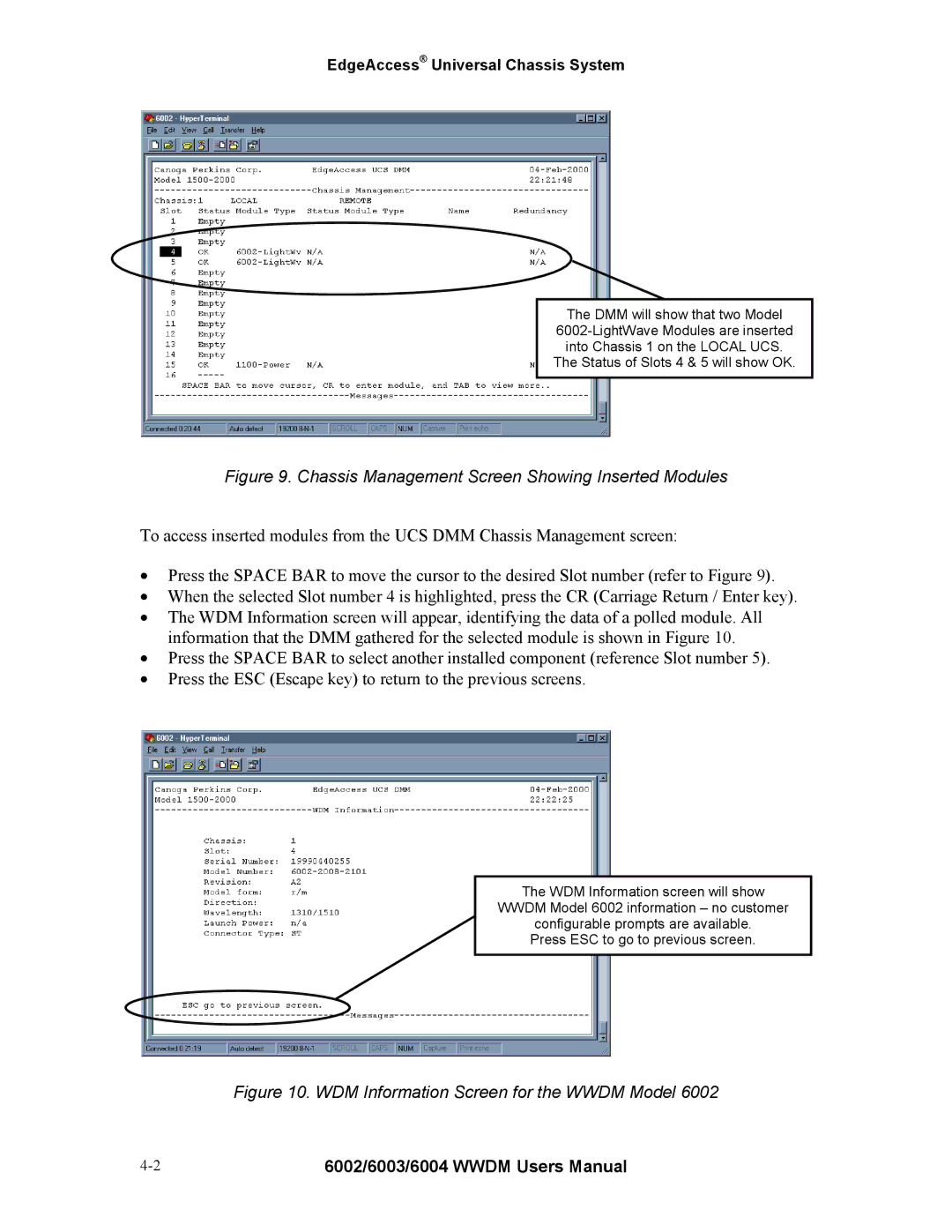 Continental Automated Buildings Association 6002 user manual Chassis Management Screen Showing Inserted Modules 